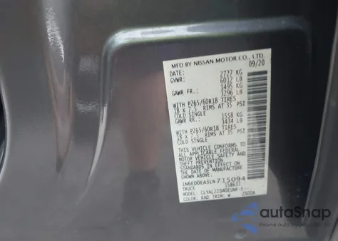 2020 Nissan Frontier Sv 4X2 z USA, uszkodzony, nr VIN 1N6ED0EA3LN715094